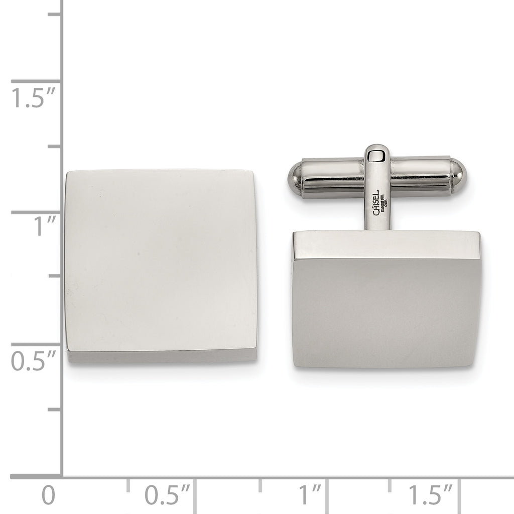 Stainless Steel Polished Square Cufflinks for Men