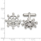 Stainless Steel Polished Ship's Wheel Cufflinks for Men