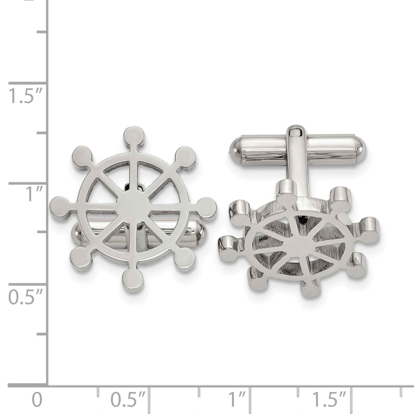 Stainless Steel Polished Ship's Wheel Cufflinks for Men