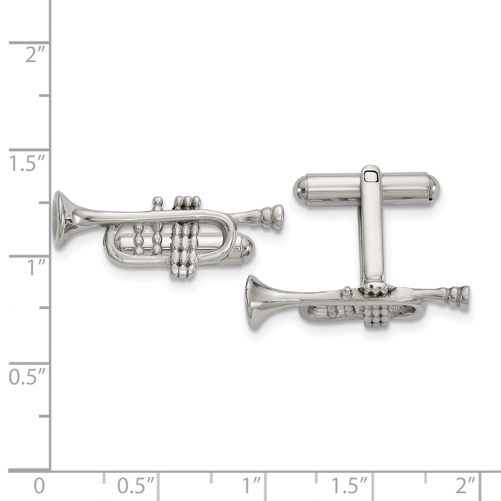 Stainless Steel Polished Trumpet Cufflinks for Men