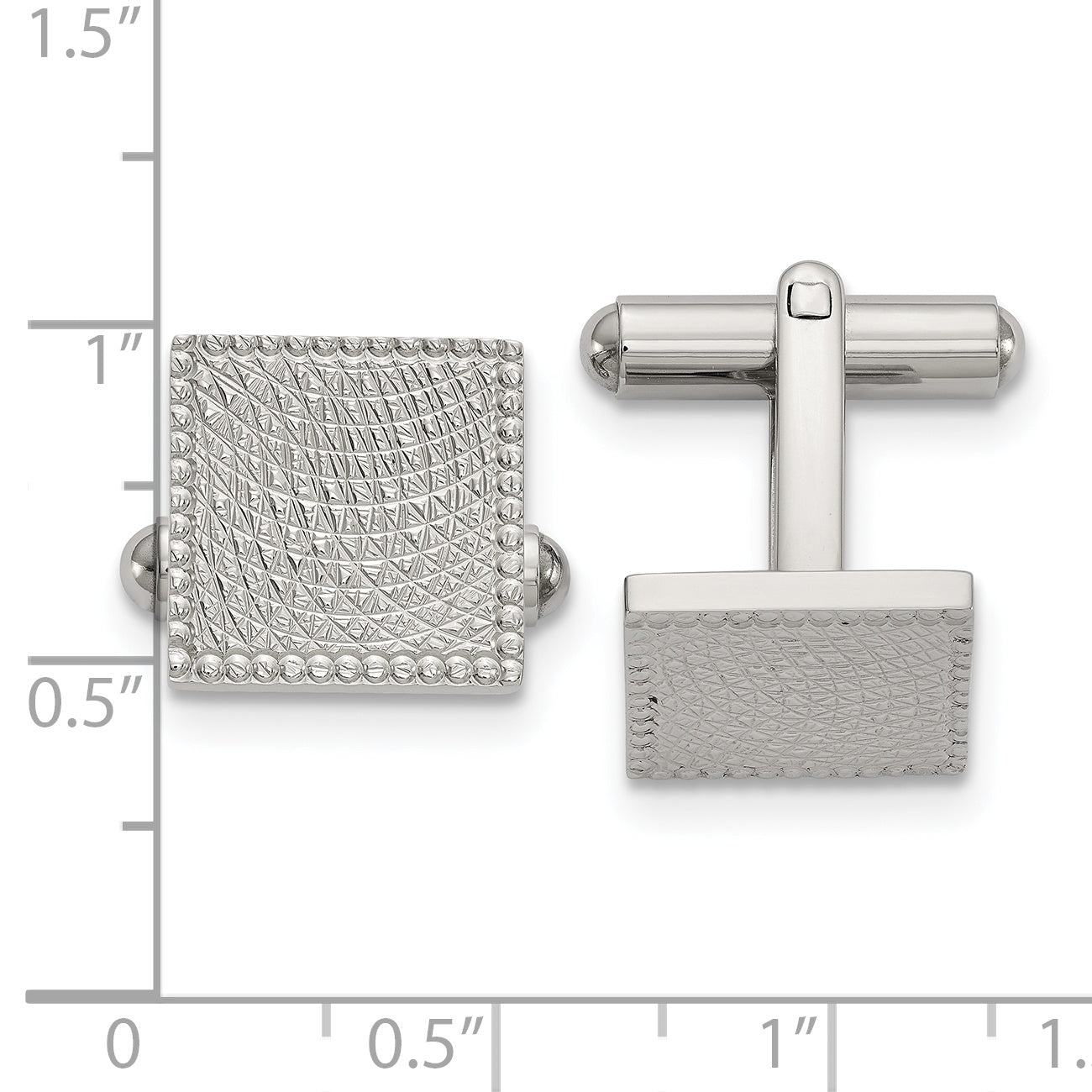 Stainless Steel Polished & Textured Square Cuff Links Secondary image