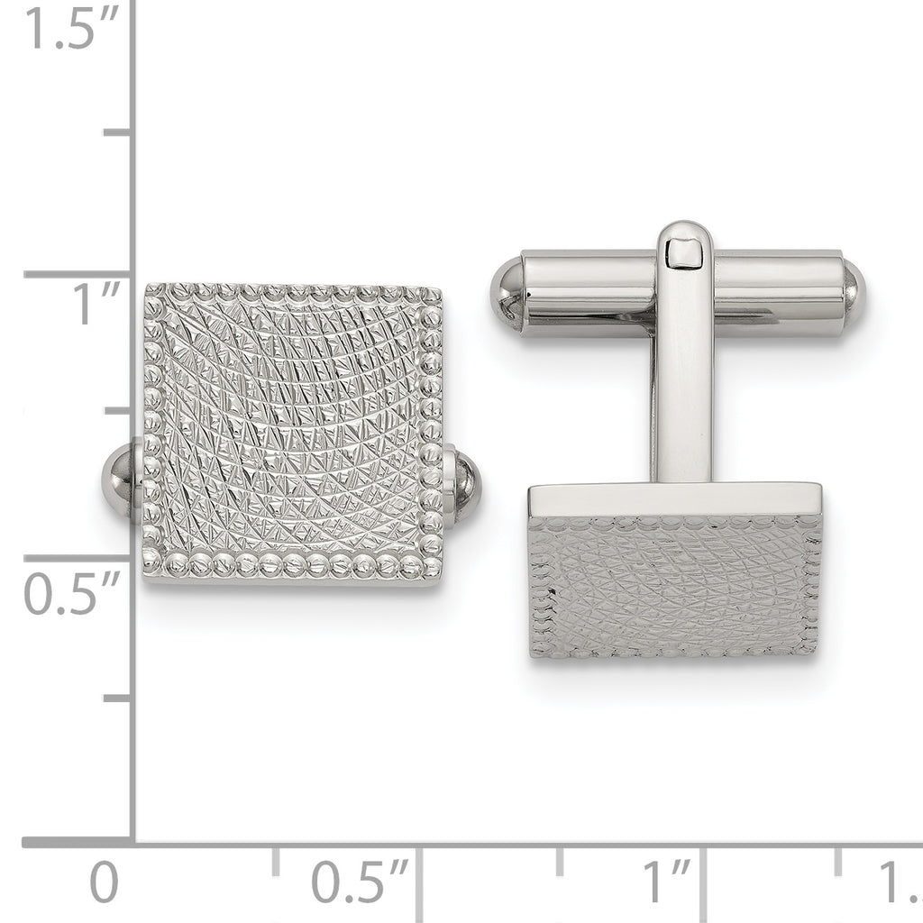 Stainless Steel Polished and Textured Square Cufflinks for Men