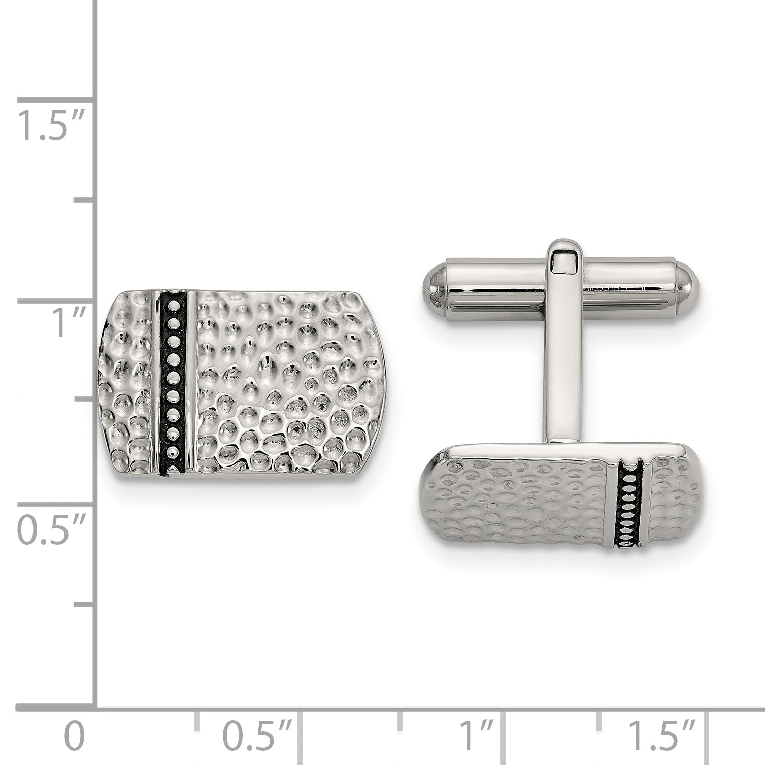 Stainless Steel Antiqued Polished and Hammered Cufflinks for Men