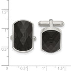 Stainless Steel Polished Black Carbon Fiber Inlay Cufflinks for Men