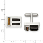 Stainless Steel Brushed and Polished Black IP-plated with Tiger's Eye Cufflinks for Men
