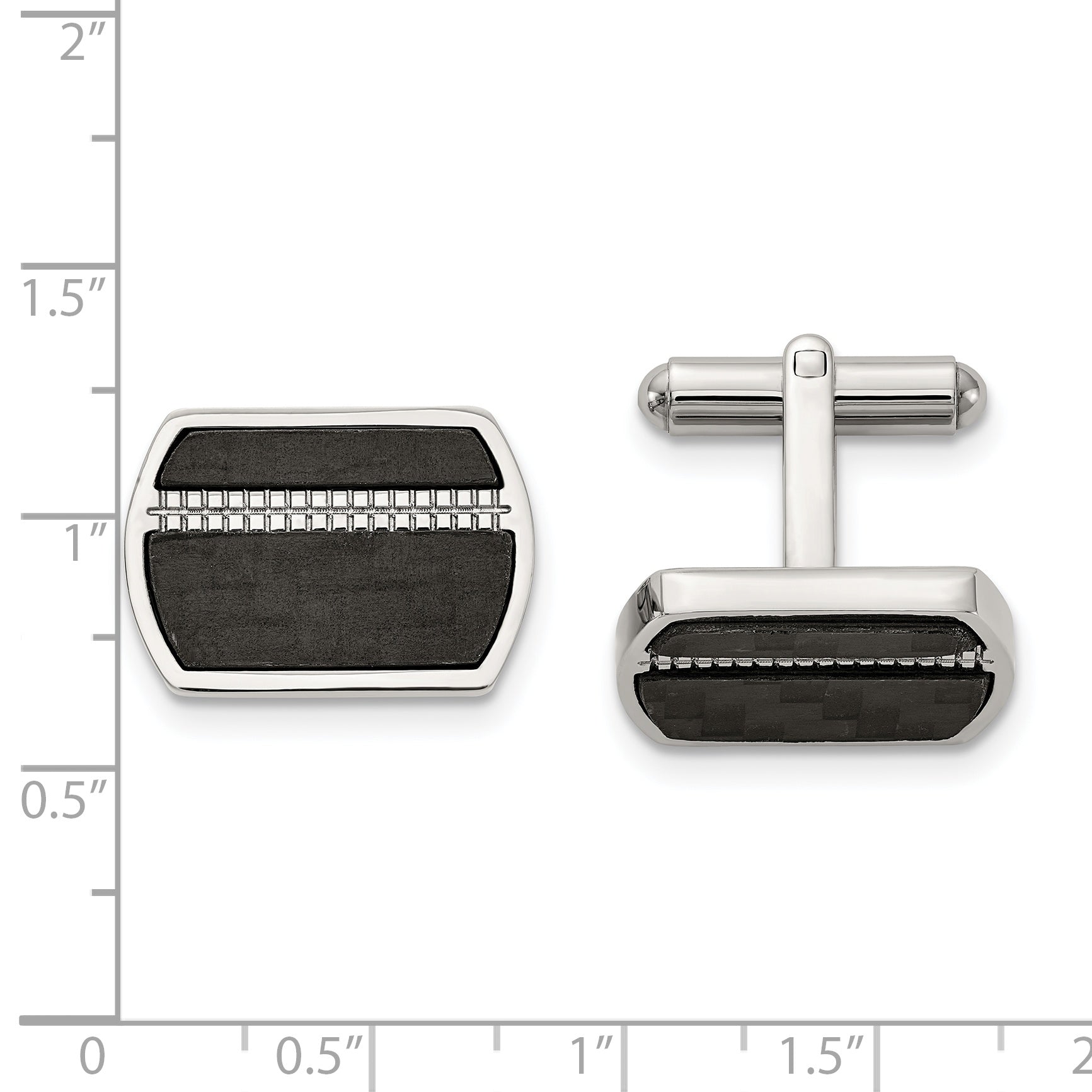 Stainless Steel Black Carbon Fiber Inlay Cuff Links Secondary image