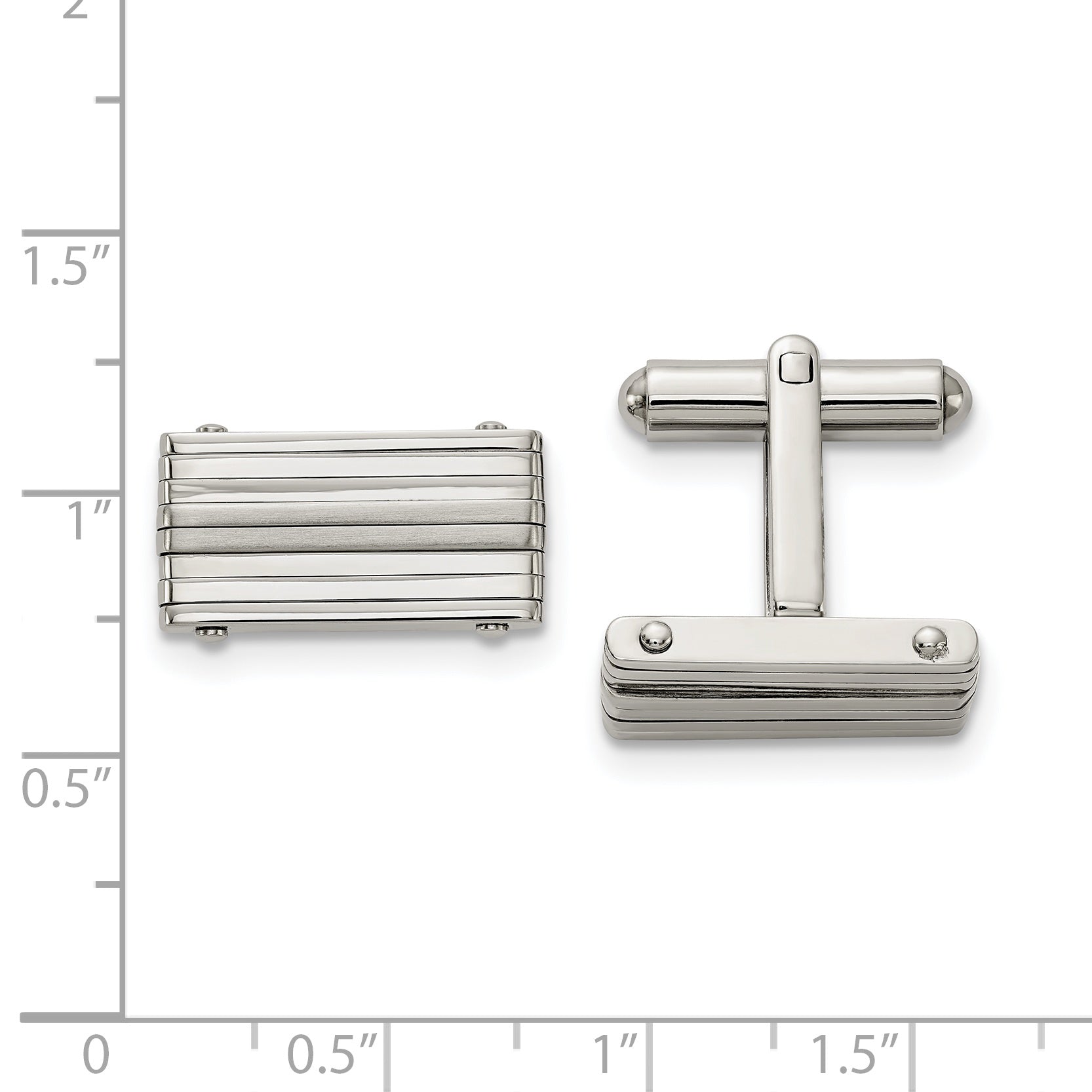 Stainless Steel Brushed and Polished Rectangle Cufflinks for Men