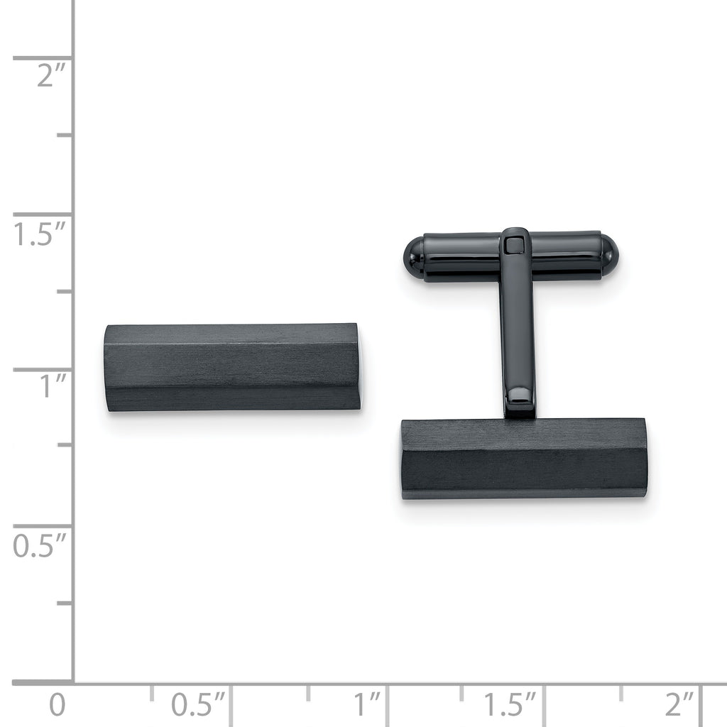 Stainless Steel Brushed and Polished Dark Grey IP-plated Cufflinks for Men