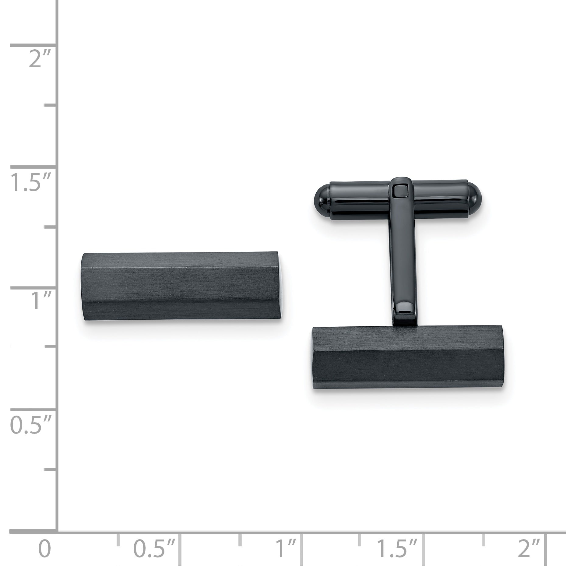 Stainless Steel Brushed and Polished Dark Grey IP-plated Cufflinks for Men