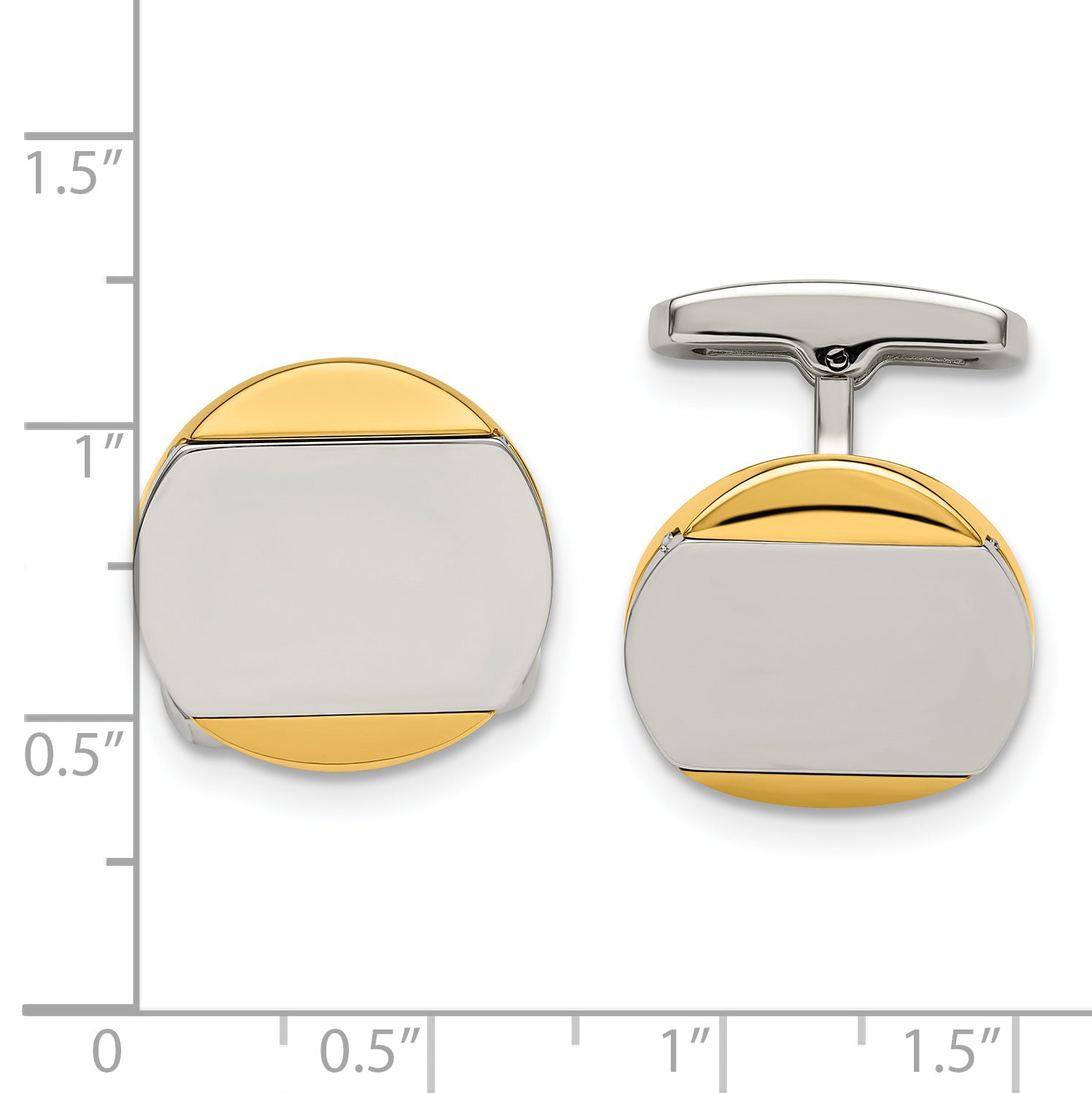Stainless Steel Gold-Tone Circle Cuff Links Secondary image