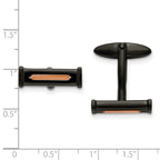 Stainless Steel Polished Black and Rose IP-plated Cufflinks for Men