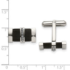 Stainless Steel Polished Black IP-plated Preciosa Crystal Cufflinks for Men