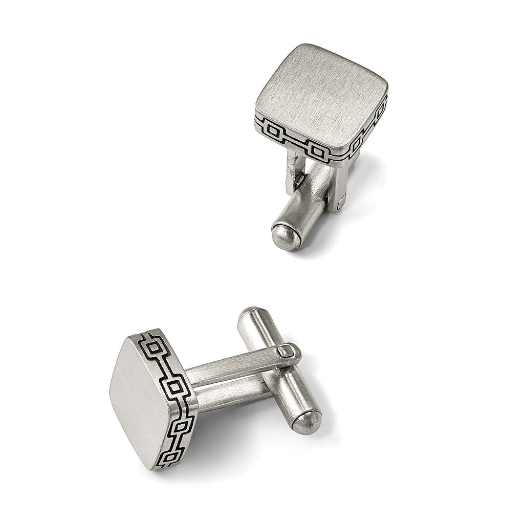 Stainless Steel Brushed Black Oxidized Cufflinks for Men