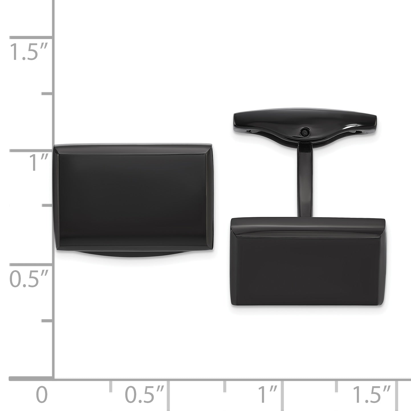 Stainless Steel Polished Black IP-plated Rectangle Cufflinks for Men