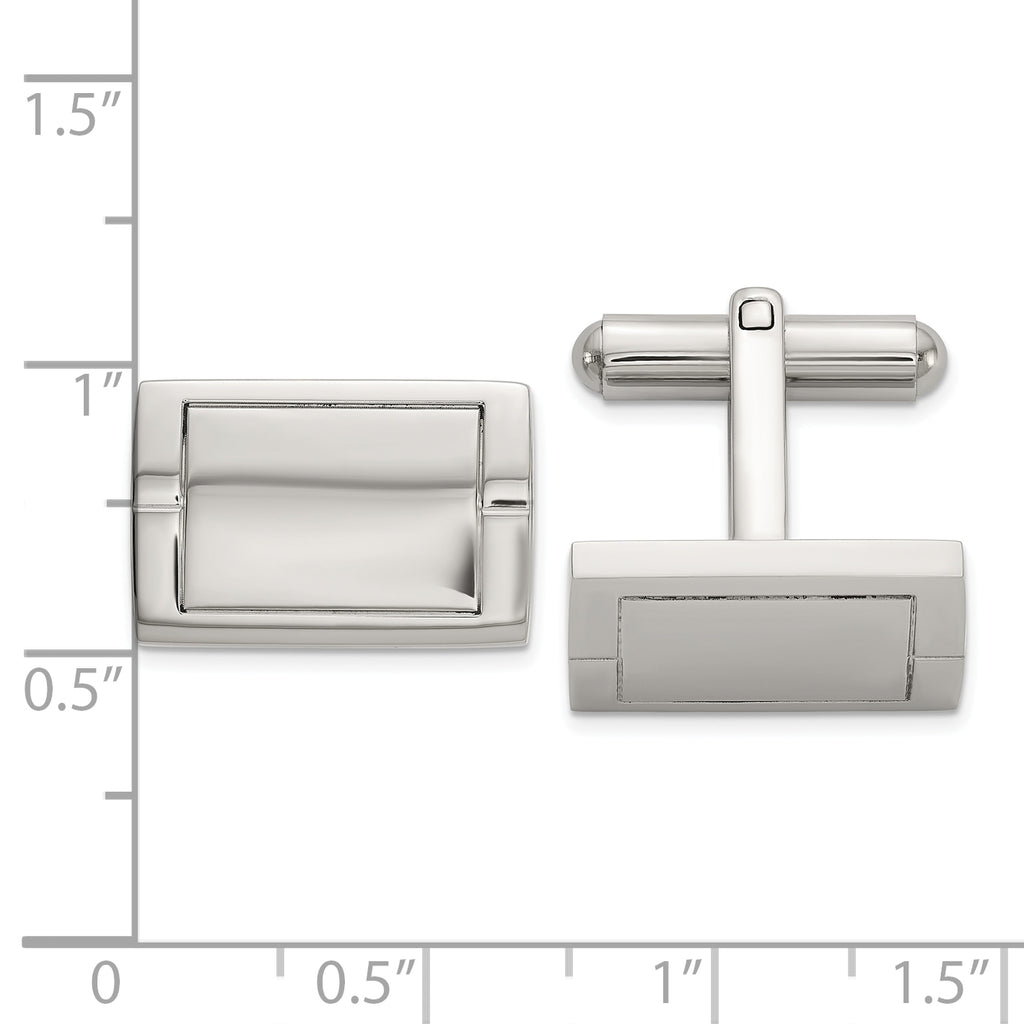 Stainless Steel Polished Rectangle Cufflinks for Men