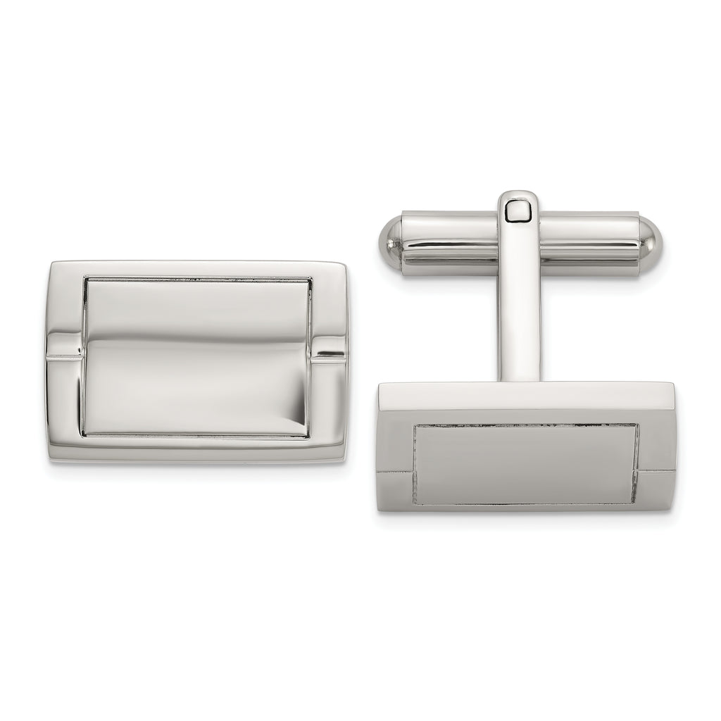 Stainless Steel Polished Rectangle Cufflinks for Men