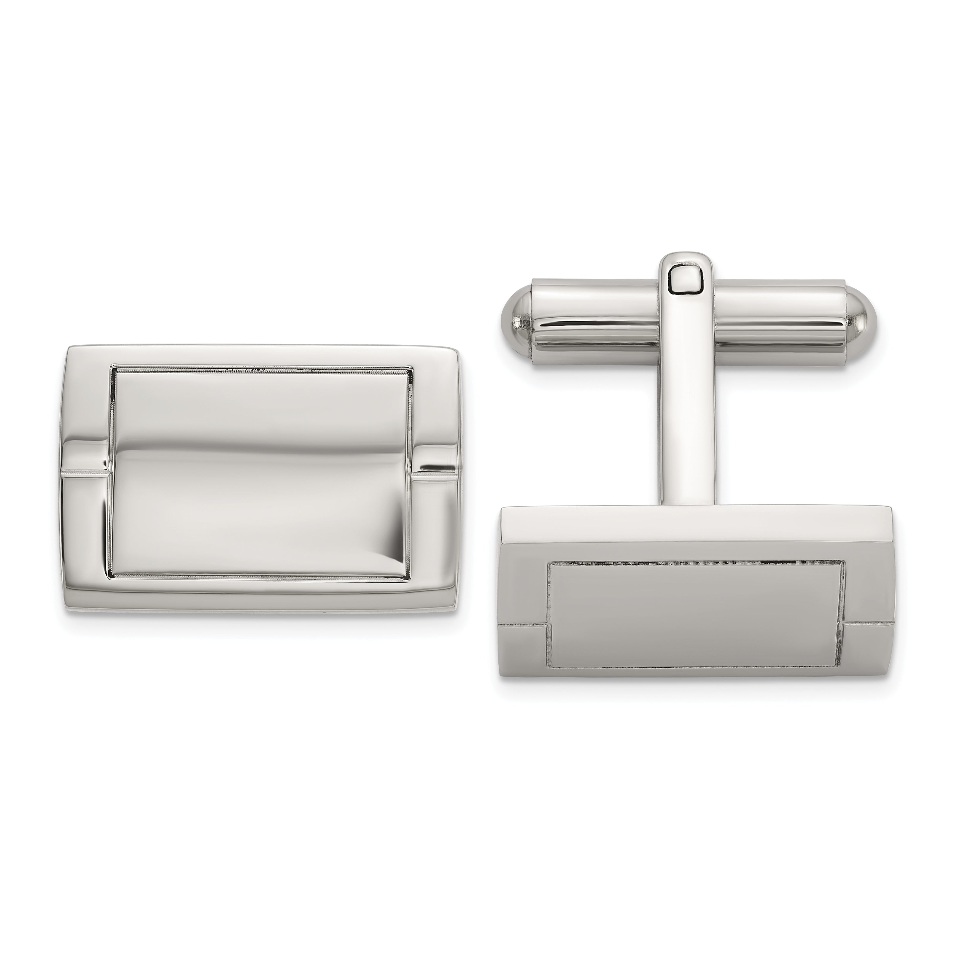 Stainless Steel Polished Rectangle Cufflinks for Men