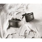Stainless Steel Brushed and Polished Gunmetal IP-plated with Cubic Zirconia Rectangle Cufflinks for Men
