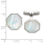 Men's Polished Mother of Pearl Stainless Steel Cuff Links