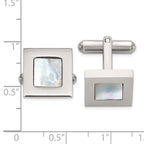 Stainless Steel Polished with Mother of Pearl Inlay Square Cufflinks for Men