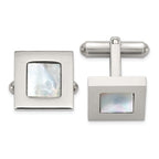 Men's Polished Mother of Pearl Stainless Steel Cuff Links