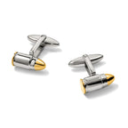 Stainless Steel Polished Yellow IP-plated Bullet Cufflinks for Men