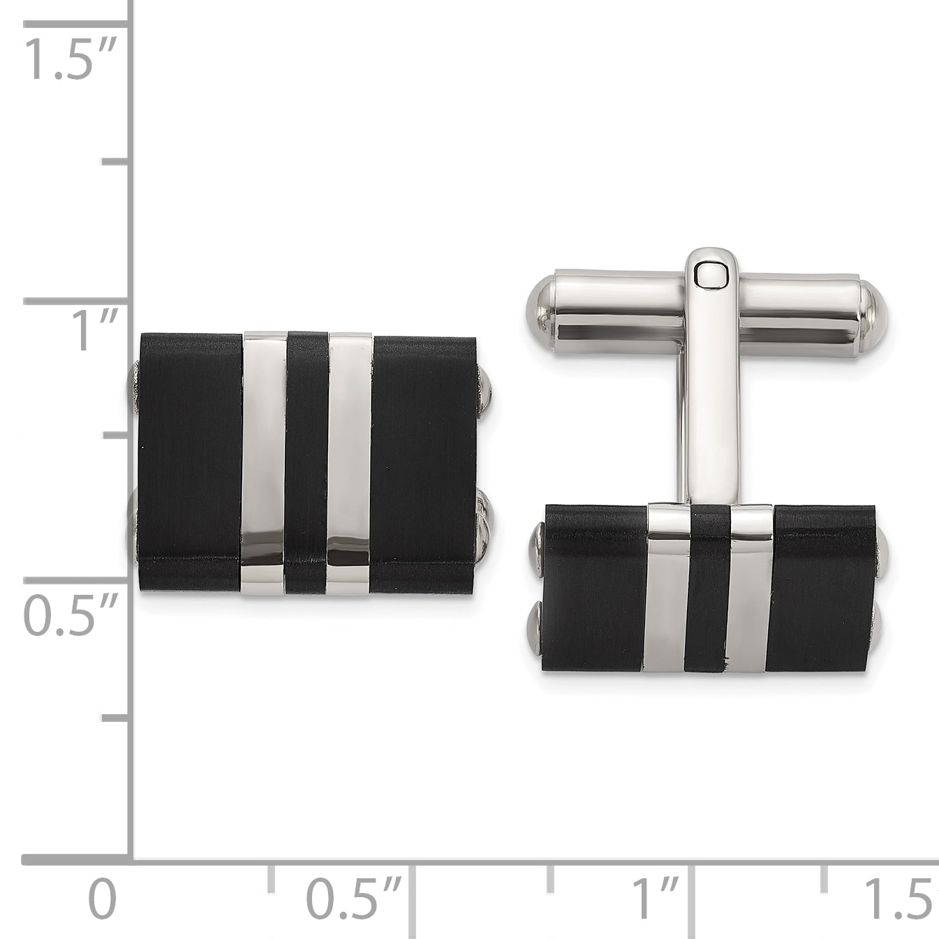 Men's Brushed and Polished Black Stainless Steel Cuff Links Secondary image