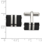 Stainless Steel Brushed and Polished Black IP-plated Cufflinks for Men