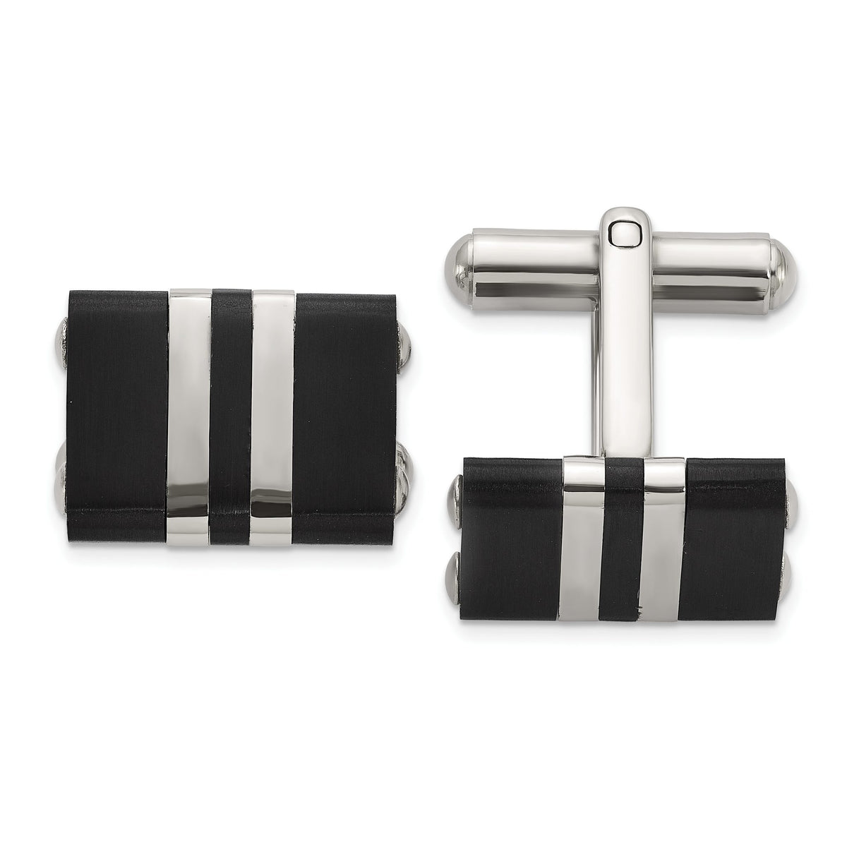 Chisel Men's Horizontal Stripes Cuff Links in Black IP-Plated Stainless Steel - Sophia Jewelers Main image