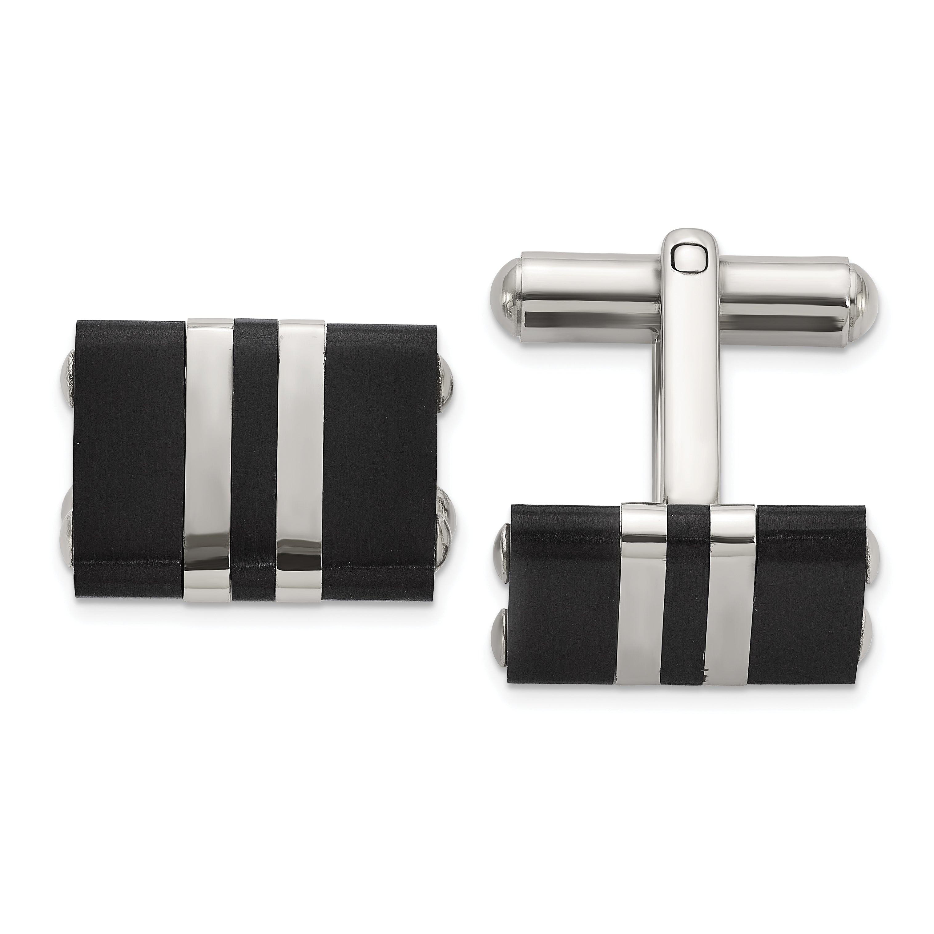 Stainless Steel Brushed and Polished Black IP-plated Cufflinks for Men