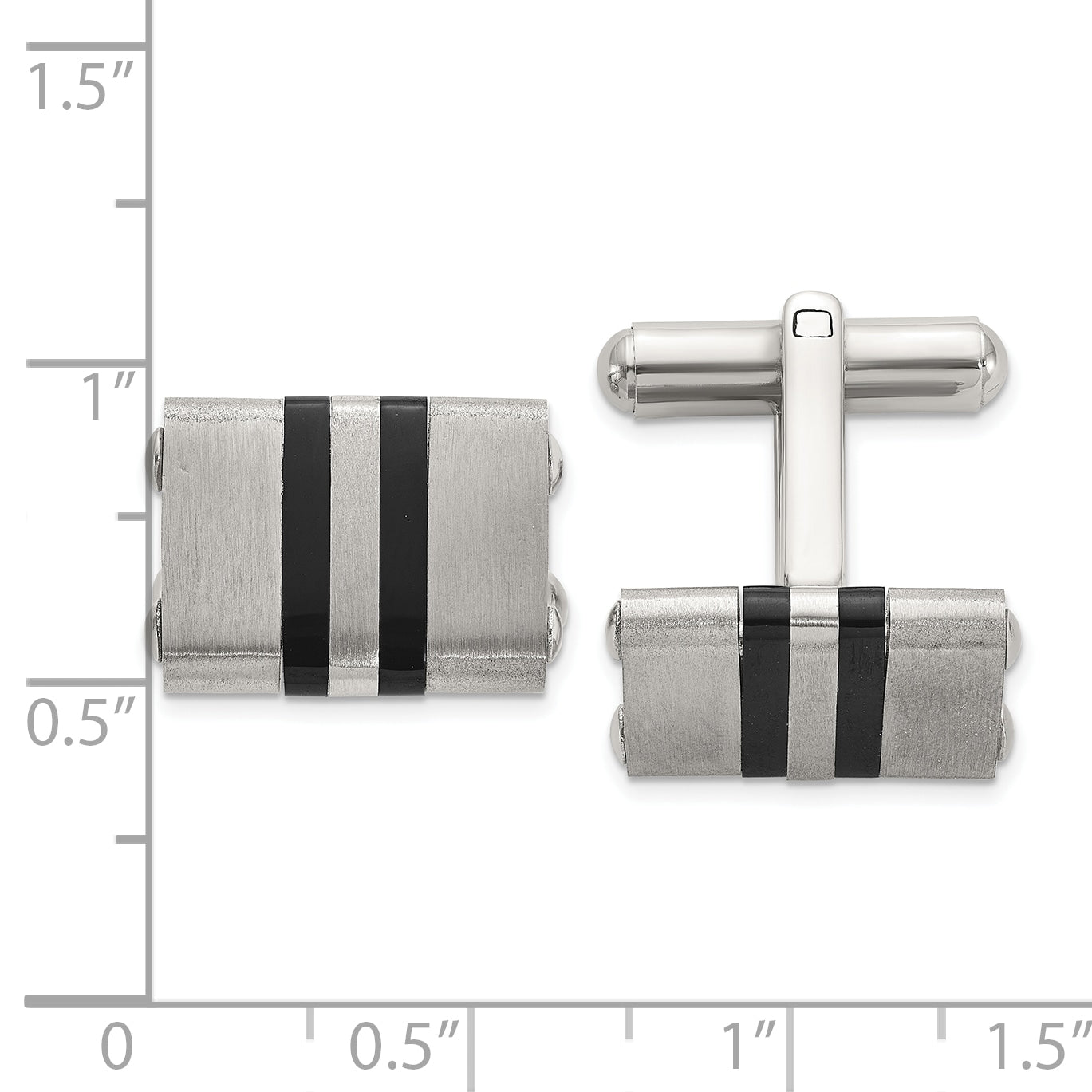 Men's Brushed and Polished Black Stainless Steel Cuff Links Secondary image