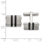 Men's Brushed and Polished Black Stainless Steel Cuff Links