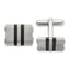 Stainless Steel Brushed and Polished Black IP-plated Striped Cufflinks for Men