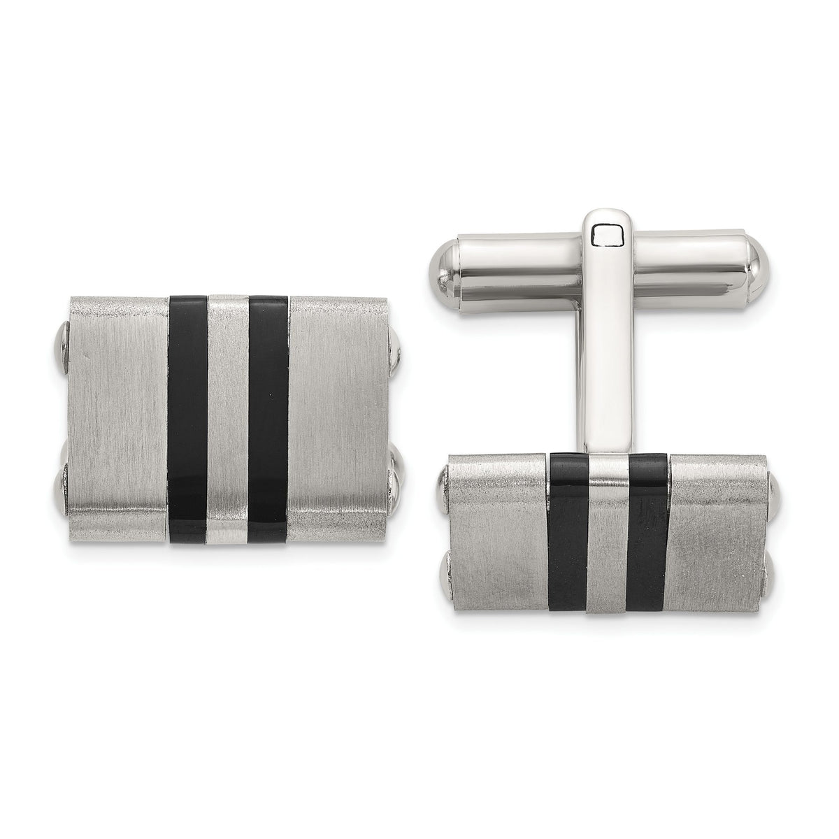 Chisel Men's Vertical Striped Cuff Links in Black IP-Plated Stainless Steel - Sophia Jewelers Main image