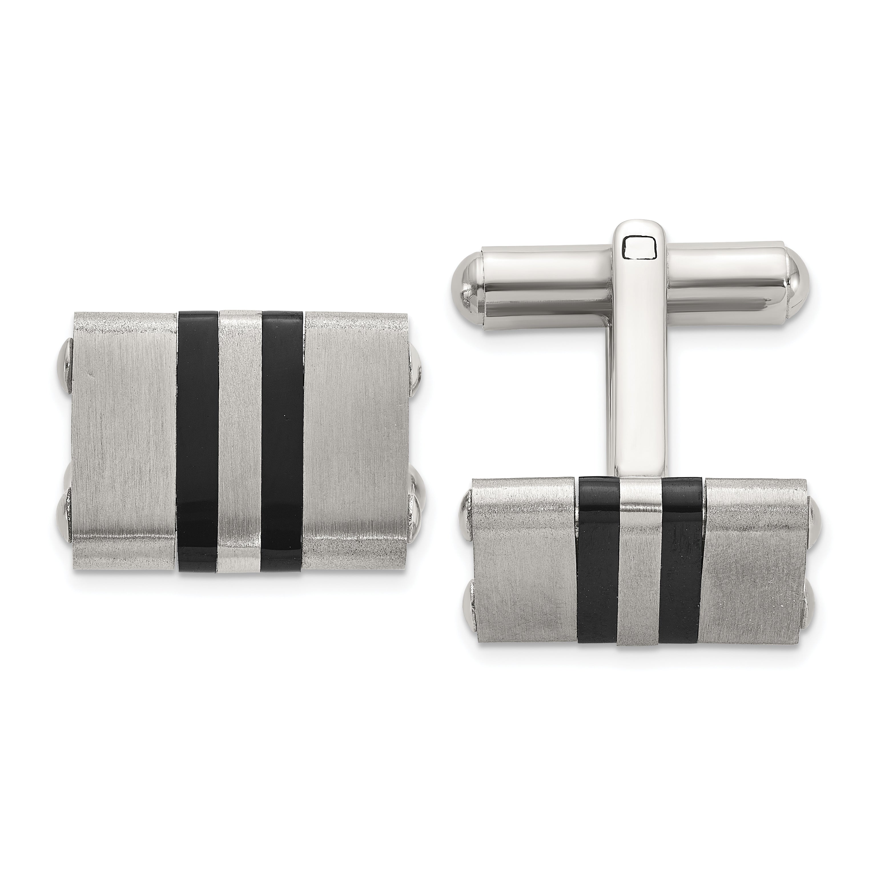 Men's Brushed and Polished Black Stainless Steel Cuff Links Main image