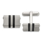 Men's Brushed and Polished Black Stainless Steel Cuff Links