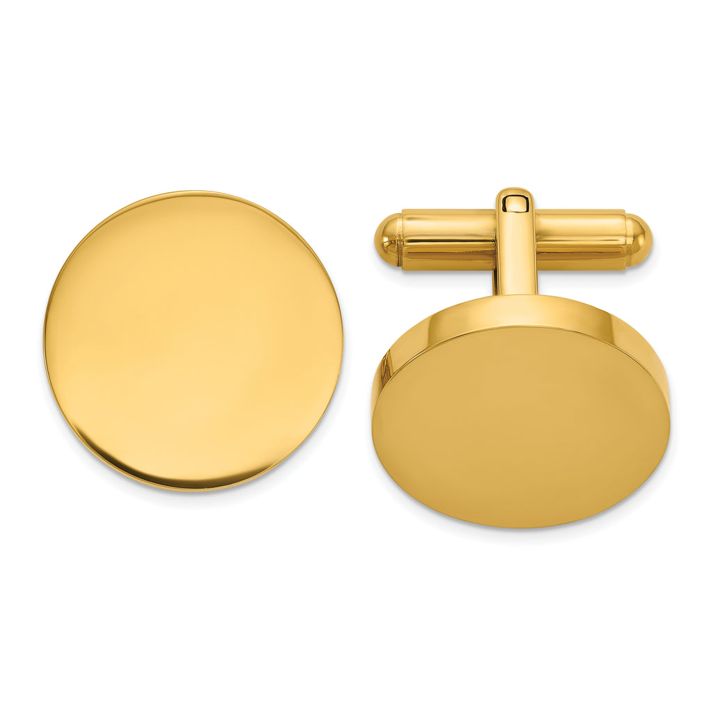 Stainless Steel Polished Yellow IP-plated Circle Cufflinks for Men