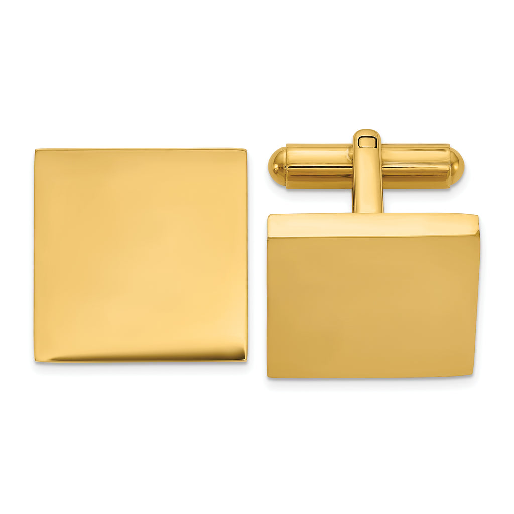 Men's Polished Gold-Tone Stainless Steel Cuff Links