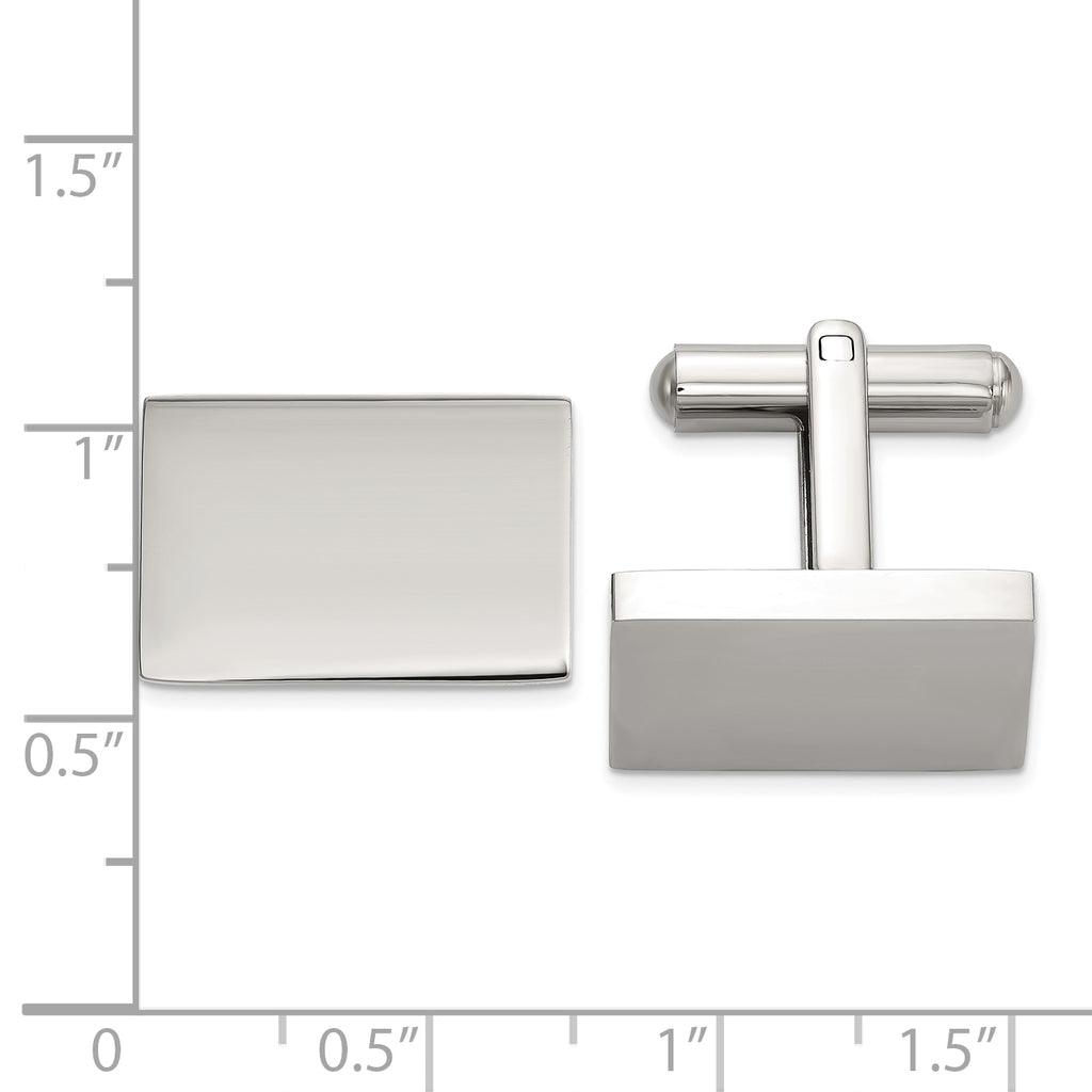 Stainless Steel Polished Rectangle Cufflinks for Men