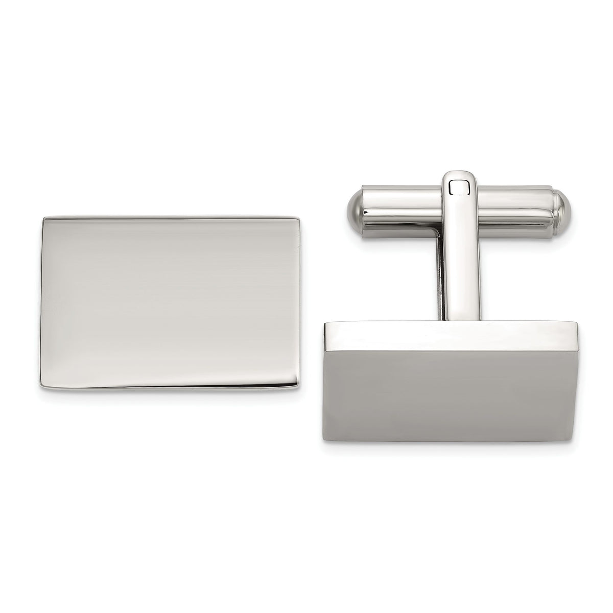 Chisel Men's Smooth Flat Face Rectangle Cuff Links in Stainless Steel - Sophia Jewelers Main image