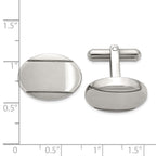 Stainless Steel Brushed and Polished Oval Cufflinks for Men