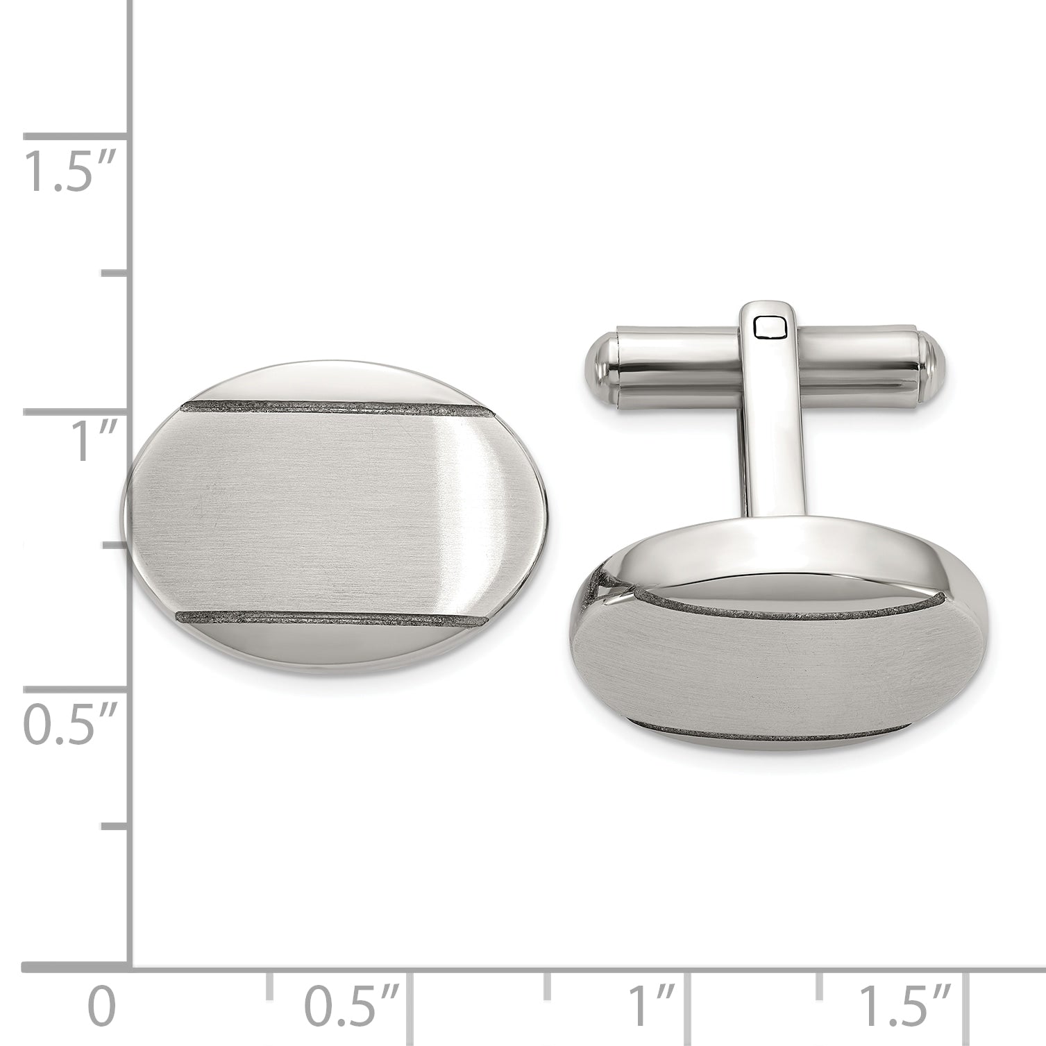 Men's Brushed and Polished Stainless Steel Cuff Links Secondary image
