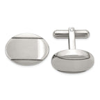 Stainless Steel Brushed and Polished Oval Cufflinks for Men