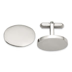 Stainless Steel Polished Oval Cufflinks for Men