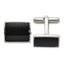 Stainless Steel Polished with Black Carbon Fiber Inlay Cufflinks for Men