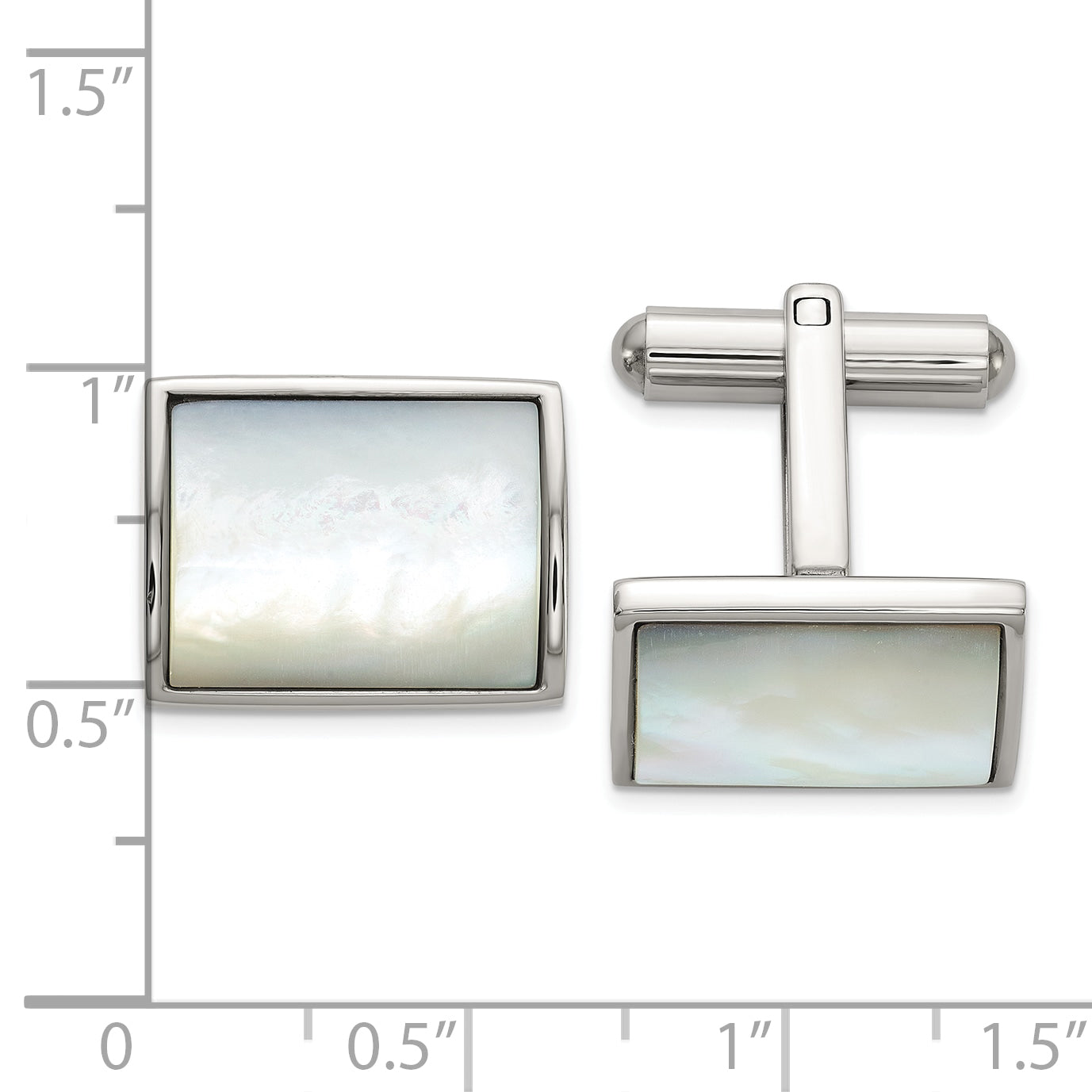 Men's Polished Mother of Pearl Stainless Steel Cuff Links