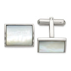 Stainless Steel Polished with Mother of Pearl Inlay Cufflinks for Men