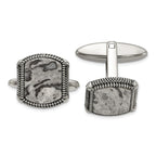 Stainless Steel Antiqued and Polished Jasper Cufflinks for Men