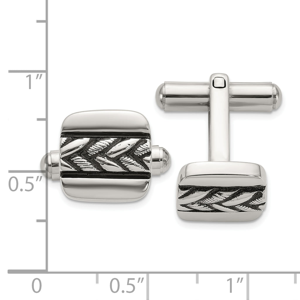 Stainless Steel Antiqued and Polished Cufflinks for Men