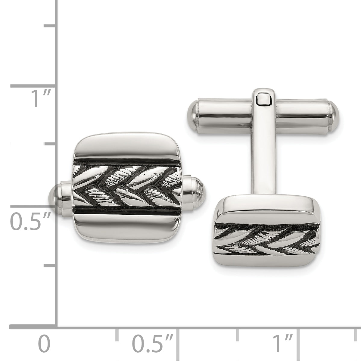 Stainless Steel Antiqued and Polished Cufflinks for Men